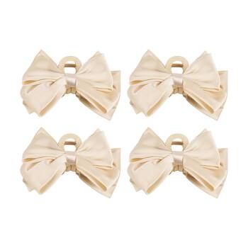 4PK Annabel Trends Tamed Hair Claw Bow Women's Accessory 13cm Cream