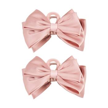 2PK Annabel Trends Tamed Hair Claw Bow Women's Accessory 13cm Pink