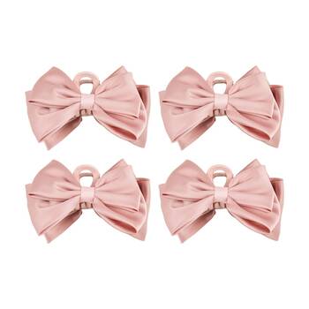 4PK Annabel Trends Tamed Hair Claw Bow Women's Accessory 13cm Pink