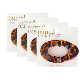 4PK Annabel Trends Tamed Flat Hair Claw Women's Accessory 9x5x2.5cm Torte Dark