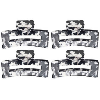 4PK Annabel Trends Tamed Hair Claw Women's Accessory 8.5cm - Black/White