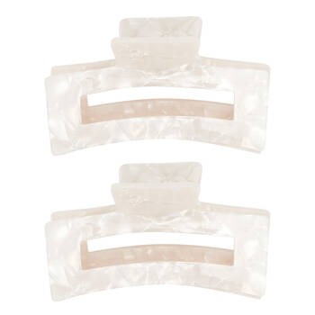 2PK Annabel Trends Women's Tamed Hair Claw Clip Accessory 8.5 cm Pearl