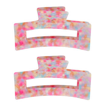 2PK Annabel Trends Women's Tamed Hair Claw Clip 8.5 cm Unicorn Confetti