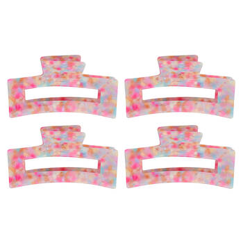 4PK Annabel Trends Women's Tamed Hair Claw Clip 8.5 cm Unicorn Confetti