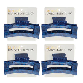 4PK Annabel Trends Tamed Hair Claw Jumbo Women's Accessory 12cm - Navy
