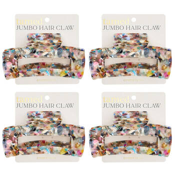 4PK Annabel Trends Tamed Hair Claw Jumbo Women's Accessory 12cm - Gemstone