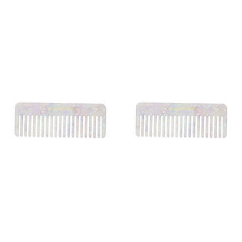 2PK Annabel Trends Tamed Hair Comb Rectangle 15cm - Pearl Confetti