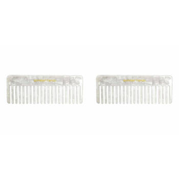 2PK Annabel Trends Tamed Hair Comb Rectangle 15cm - Pearl