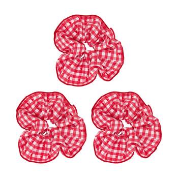 3PK Annabel Trends Tamed Scrunchie Women's Hair Accessory 22.5cm Red Gingham