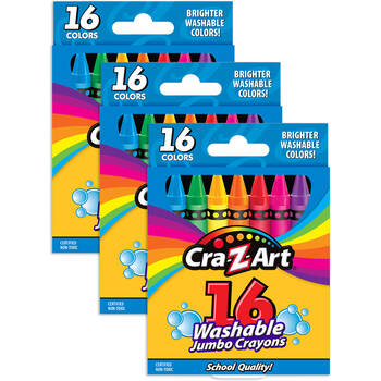 3x 16pc Cra-Z-Art Stationery Rainbow Jumbo Washable Kids Drawing Crayons 3y+