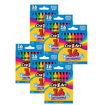 6x 16pc Cra-Z-Art Stationery Rainbow Jumbo Washable Kids Drawing Crayons 3y+