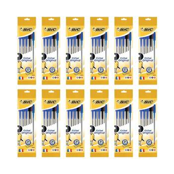 12x 5pc BIC Cristal Xtra Life Ballpoint 1mm Writing Ballpen Blue Stationery