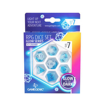 7pc Gamegenic RPG Dice Set Glow Series Icy Crumbs - Blue 14y+