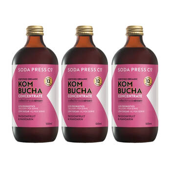 3PK Soda Press Co Organic Kombucha Concentrate - Passionfruit & Mandarin