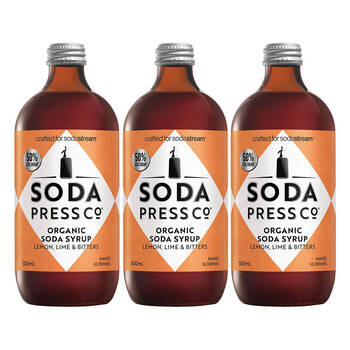3PK Soda Press Co Organic Soda Syrup 500ml - Lemon Lime & Bitters