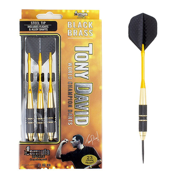 12pc Formula Sports Tony David 21g Black Brass Barrel Darts w/ Case