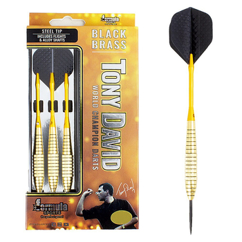 12pc Formula Sports Tony David 23g Black Brass Barrel Darts w/ Case