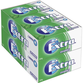 24x 14pc Wrigley's Extra Sugar-Free Chewing Breath Gum Packet 27g Spearmint