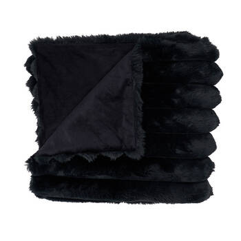 Annabel Trends Ribbed Fur Blanket Throw Home Bedding 130x160cm Black
