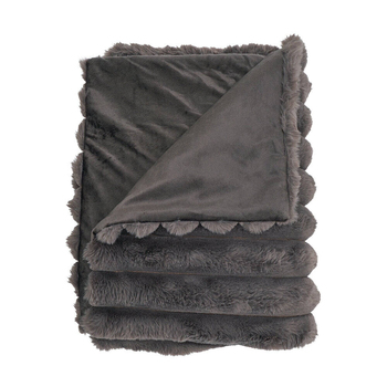 Annabel Trends Ribbed Fur Throw Blanket 130x160cm - Grey