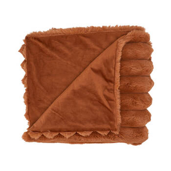 Annabel Trends Ribbed Fur Blanket Throw Home Bedding 130x160cm Toffee