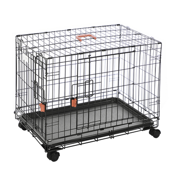 M-Pets 91cm Medium 2-Door Voyager Pet/Dog Wire Crate w/ Wheels & Lock Black