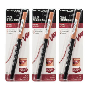 3PK Maybelline Colour Sensational Shaping Lip Liner 0.5g Nude Whisper 105