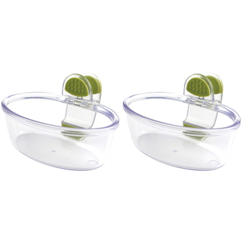 2PK Dexas KlipKup 18cm Plastic 2-Cup Serving Dip Container - Clear Green