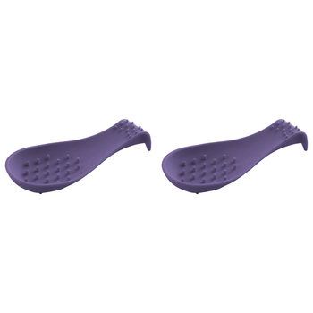 2PK Dexas Silicone Spoon Rest Cooking Utensil Holder - Purple