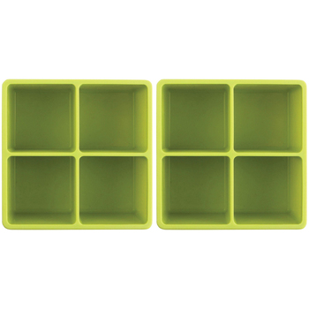2x 2PK Dexas 9.5cm Silicone Ice Tray Mould XL Cube - Green