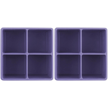 2x 2PK Dexas 9.5cm Silicone Ice Tray Mould XL Cube - Purple