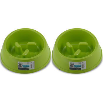 2x M-Pets 1400ml Melamine Bowl High Back Slow Down Cat/Kitten Pet Feeder
