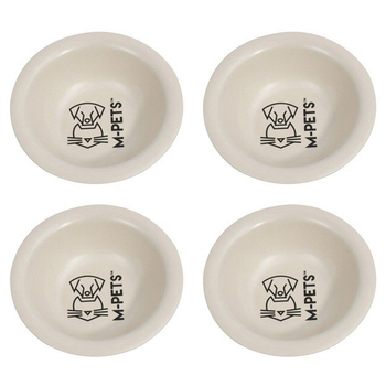 4PK M-Pets 300ml/15cm Bamboo Dog/Puppy Pet Bowl Travel Feeding Food Container White