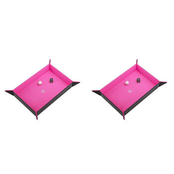 2PK Gamegenic Magnetic Dice Tray Rectangular 279x209mm Black/Pink
