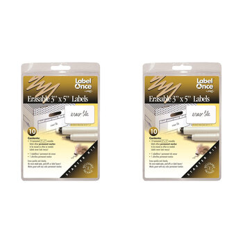 2x 12pc Jokari Laminated Erasable 3x5in Labels/Marker/Eraser Starter Kit White