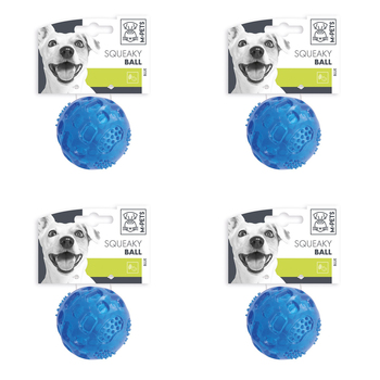 4PK M-Pets 6.3cm Squeaky Ball Dog/Puppy Pet Interactive Fetch Exercise Toy Blue