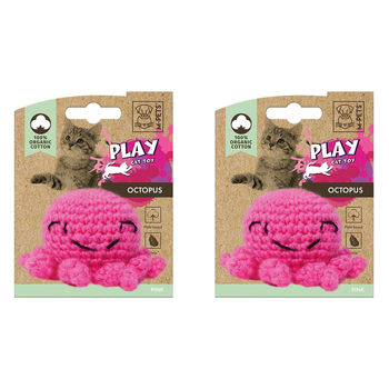 2x M-Pets 7x5cm Cat/Kitten Pet Cotton Octopus w/ Catnip - Pink