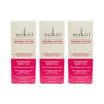 3PK Sukin Overnight Reset Oil/Serum Cemellia + Jojoba Oil Natural Skincare 25ml