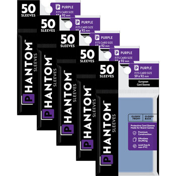 5PK 50pc Phantom Sleeves 59x92mm Game Card Case Purple Gloss/Gloss
