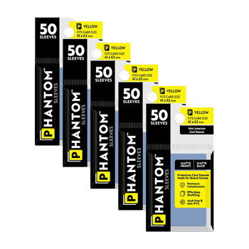 5PK 50pc Phantom Sleeves 41x63mm Game Card Case Yellow Matte/Matte