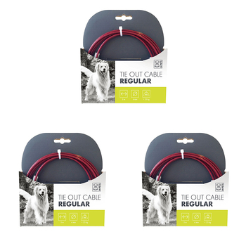 3PK M-Pets 3m Dog/Puppy Pet Tie Out Outdoor Steel Cable Lead w/ Swivel Clip Regular