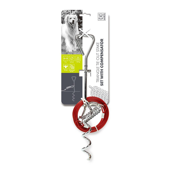 M-Pets 9m Dog/Puppy Pet Triangle Secure Tie Out Cable Stake Set w/ Compensator