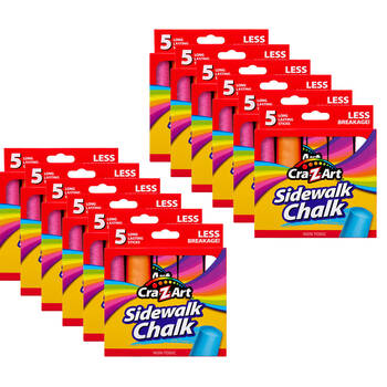 12x 5pc Cra-Z-Art Stationery Washable Kids Sidewalk Chalk Pack 3y+ Multi Colours
