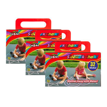 3x 32pc Cra-Z-Art Stationery Washable Kids Sidewalk Chalk Pack 3y+ Multi Colours