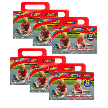 6x 32pc Cra-Z-Art Stationery Washable Kids Sidewalk Chalk Pack 3y+ Multi Colours