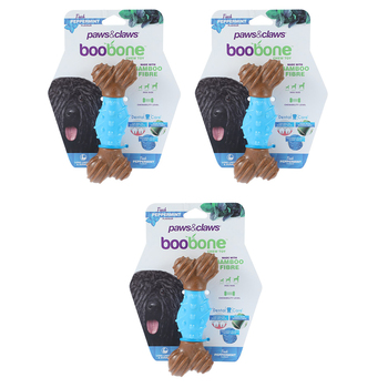 3x Paws & Claws BooBone Dental Bone Chew Toy - Peppermint