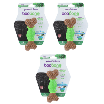 3x Paws & Claws BooBone Dental Bone Chew Toy - Spearmint