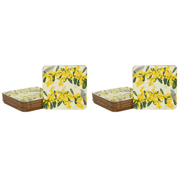 2x 6pc Lantern Studios Botanica 11cm Coaster Set Square - Wattle