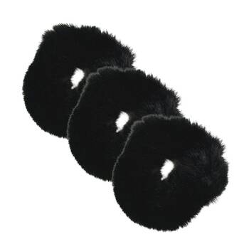 3PK Annabel Trends Womens Faux Fur Soft & Fluffy Hair Band 11cm- Black
