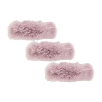 3PK Annabel Trends Womens Faux Fur Hair Clip Accessories 13cm - Lilac